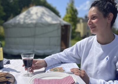 Glamping Yurt cheese wine