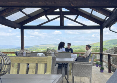 Glamping hang out dining area with views